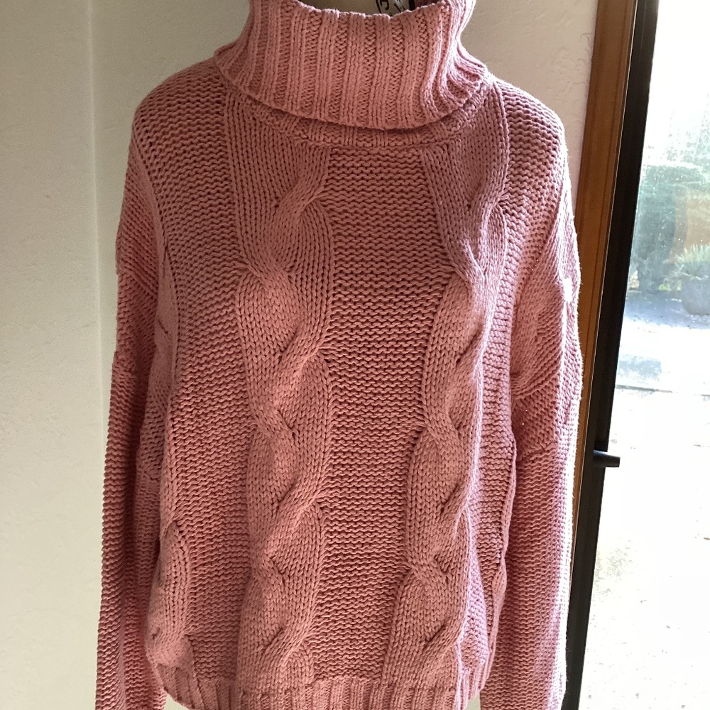 Dokotoo Cable Knit Pink Sweater